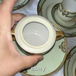 Vintage H&C Heinrich Bavaria Germany Porcelain Dinnerware Set 30 Pcs Green