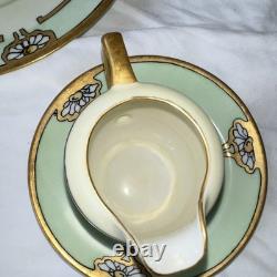 Vintage H&C Heinrich Bavaria Germany Porcelain Dinnerware Set 30 Pcs Green