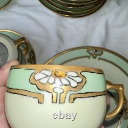 Vintage H&C Heinrich Bavaria Germany Porcelain Dinnerware Set 30 Pcs Green