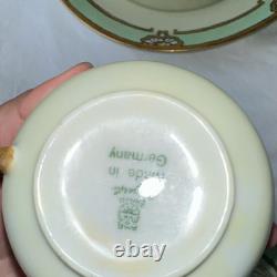 Vintage H&C Heinrich Bavaria Germany Porcelain Dinnerware Set 30 Pcs Green