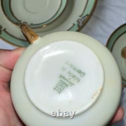 Vintage H&C Heinrich Bavaria Germany Porcelain Dinnerware Set 30 Pcs Green
