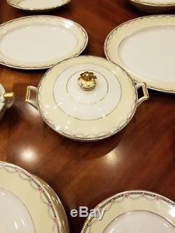 Vintage Heinrich & Co Selb Bavaria Bone China Dinnerware Set Rose & Gold 80 pc
