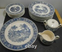 Vintage Homer Laughlin Shakespeare Country Blue Dinnerware Lot Of 19 Pieces