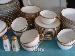 Vintage L. Bernardaud & Co. Limoges China Set White With Gold Band 74 Pcs France