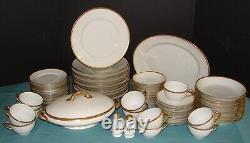 Vintage L. Bernardaud & Co. Limoges China Set White With Gold Band 74 Pcs France