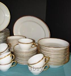 Vintage L. Bernardaud & Co. Limoges China Set White With Gold Band 74 Pcs France