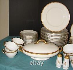 Vintage L. Bernardaud & Co. Limoges China Set White With Gold Band 74 Pcs France