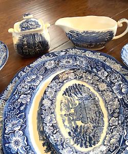 Vintage Liberty Blue Staffordshire Independence Hall 32 piece set BNT1004