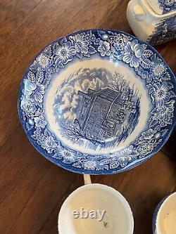 Vintage Liberty Blue Staffordshire Independence Hall 32 piece set BNT1004