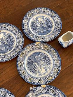 Vintage Liberty Blue Staffordshire Independence Hall 32 piece set BNT1004