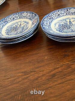 Vintage Liberty Blue Staffordshire Independence Hall 32 piece set BNT1004