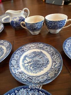 Vintage Liberty Blue Staffordshire Independence Hall 32 piece set BNT1004