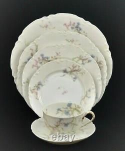 Vintage Limoges Haviland France Dinnerware Set Tiny Flowers Pink Blue