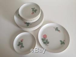 Vintage MID Century Pink & White Rose Melmac Dinnerware Set Of 52 Pieces