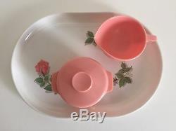 Vintage MID Century Pink & White Rose Melmac Dinnerware Set Of 52 Pieces