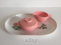 Vintage MID Century Pink & White Rose Melmac Dinnerware Set Of 52 Pieces