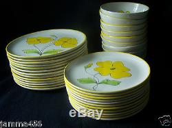 Vintage Mancioli China Dinnerware Hand Painted Floral Yellow