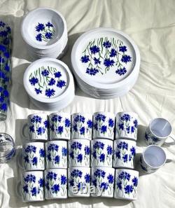 Vintage Melamine Cole & Mason Blue Cornflower England Dinnerware 90 Pieces