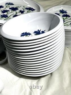 Vintage Melamine Cole & Mason Blue Cornflower England Dinnerware 90 Pieces