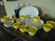 Vintage Melamine Melmac Dinnerware Service For 8 Yellow and white 41 Pieces