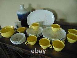 Vintage Melamine Melmac Dinnerware Service For 8 Yellow and white 41 Pieces