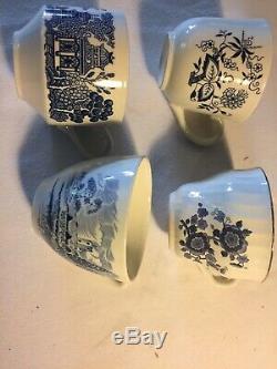 Vintage Mismatched China Transferware 20 piece Dinnerware Set Blue and White #12
