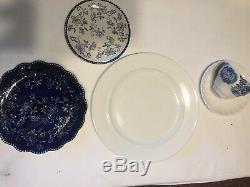 Vintage Mismatched China Transferware 20 piece Dinnerware Set Blue and White #15