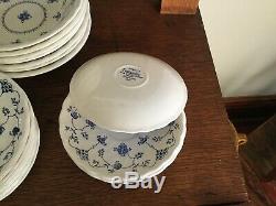 Vintage Myott Finlandia / Churchill Blue White Dinnerware lot of 53 pieces