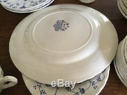 Vintage Myott Finlandia / Churchill Blue White Dinnerware lot of 53 pieces