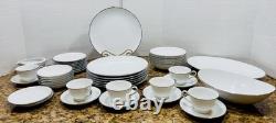 Vintage Noritake Colony #5932 45 Pc Dinner Set White Platinum Rim Japan