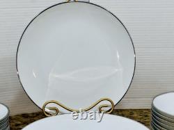 Vintage Noritake Colony #5932 45 Pc Dinner Set White Platinum Rim Japan