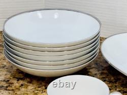 Vintage Noritake Colony #5932 45 Pc Dinner Set White Platinum Rim Japan