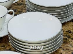 Vintage Noritake Colony #5932 45 Pc Dinner Set White Platinum Rim Japan
