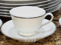 Vintage Noritake Colony #5932 45 Pc Dinner Set White Platinum Rim Japan