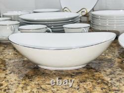 Vintage Noritake Colony #5932 45 Pc Dinner Set White Platinum Rim Japan