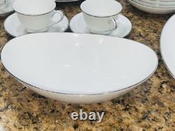 Vintage Noritake Colony #5932 45 Pc Dinner Set White Platinum Rim Japan