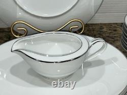 Vintage Noritake Colony #5932 45 Pc Dinner Set White Platinum Rim Japan