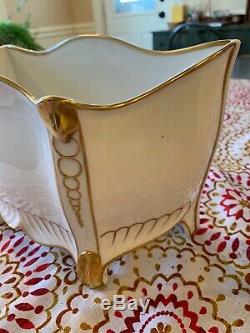 Vintage Porcelain Handpainted White Gold Linen Napkin Letter Holder Portugal
