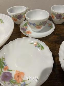 Vintage Retro SURYA OPAL Floral Indonesia Dinnerware Set of 23 Milk Glass