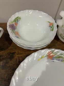 Vintage Retro SURYA OPAL Floral Indonesia Dinnerware Set of 23 Milk Glass