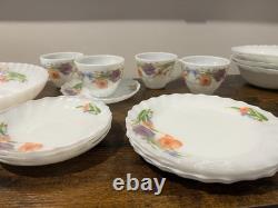 Vintage Retro SURYA OPAL Floral Indonesia Dinnerware Set of 23 Milk Glass