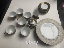 Vintage Sango Aristocrat 3690 Japan 22 Pc Dinnerware Set Cobalt Blue Gold