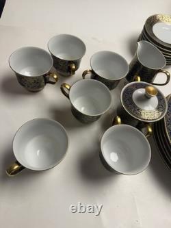 Vintage Sango Aristocrat 3690 Japan 22 Pc Dinnerware Set Cobalt Blue Gold