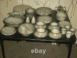 Vintage Sascha Brastoff Smoke Tree Pottery Dinnerware 4 Place Setting 50 Pcs