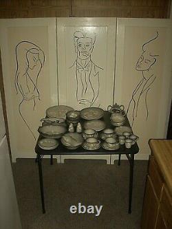 Vintage Sascha Brastoff Smoke Tree Pottery Dinnerware 4 Place Setting 50 Pcs