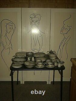 Vintage Sascha Brastoff Smoke Tree Pottery Dinnerware 4 Place Setting 50 Pcs