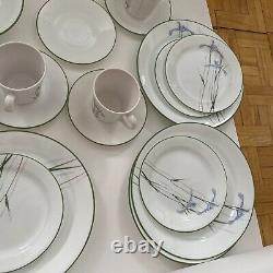 Vintage Set of 34 Corelle Shadow Iris Dinnerware Plates 10.25 Cups bowls salt