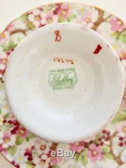 Vintage Shelley MAYTIME CHINTZ RIPON SHAPE Teacup & Saucer Gold Trim #13386