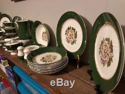Vintage Stetson 22kt Gold Forest Green China Dinnerware Set Rare Christmas
