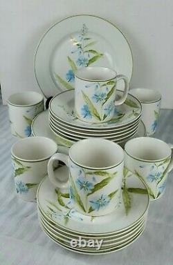 Vintage Tienshan FolkCraft 16 Pcs Dinnerware Set, White with Blue Floral Pattern